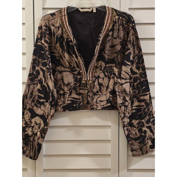 Soft Surroundings Tops - SOFT SURROUNDINGS Tresor Topper XL Brown BOLERO JACKET Beaded Embellished